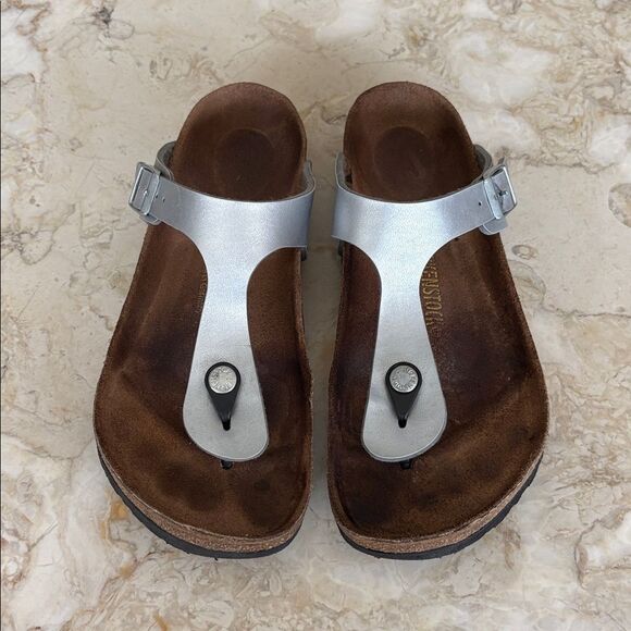 Birkenstock Gizeh Birko-Flor Sandals - Silver - Picture 6 of 14
